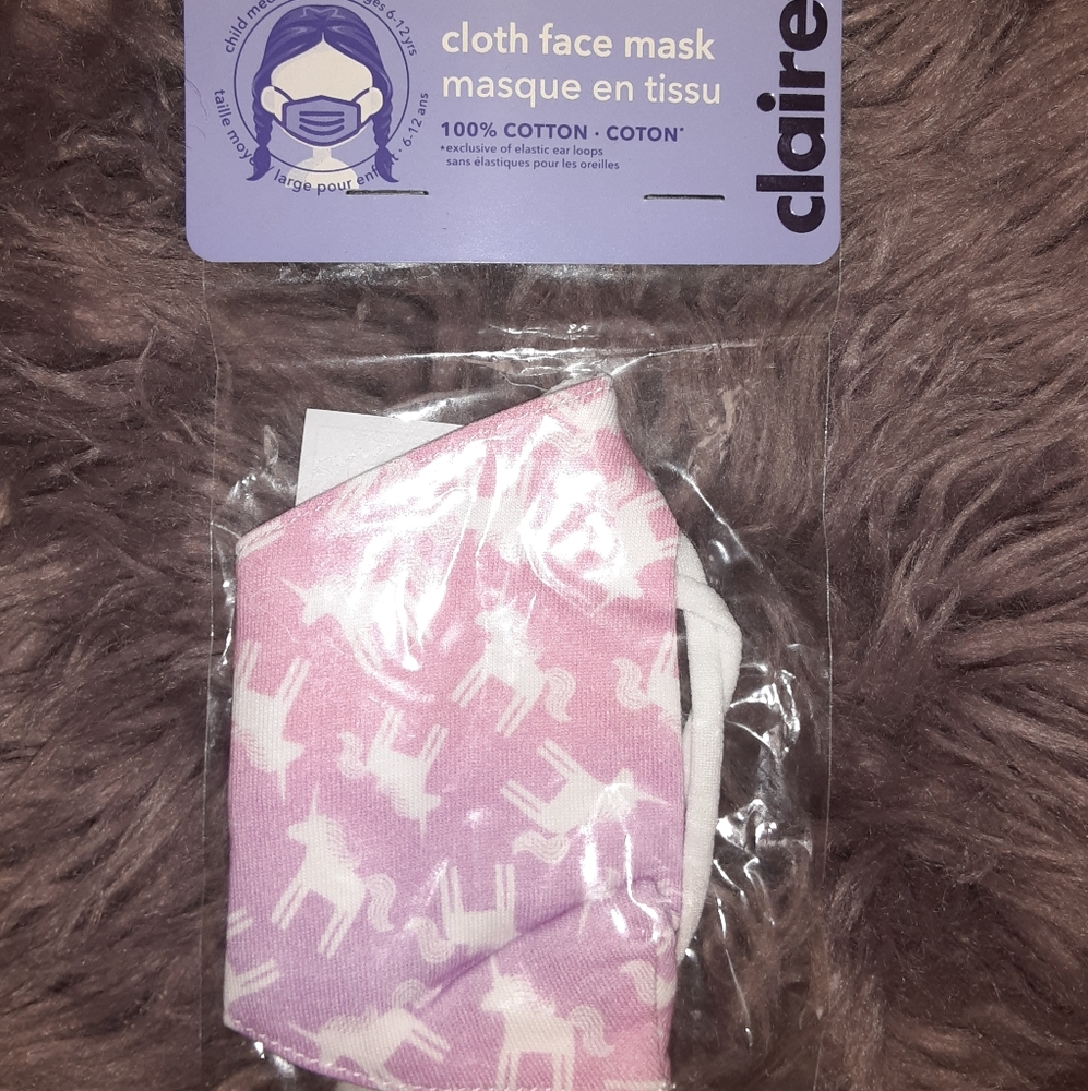 Purple & Pink Tie Dye Face mask with White Unicorns